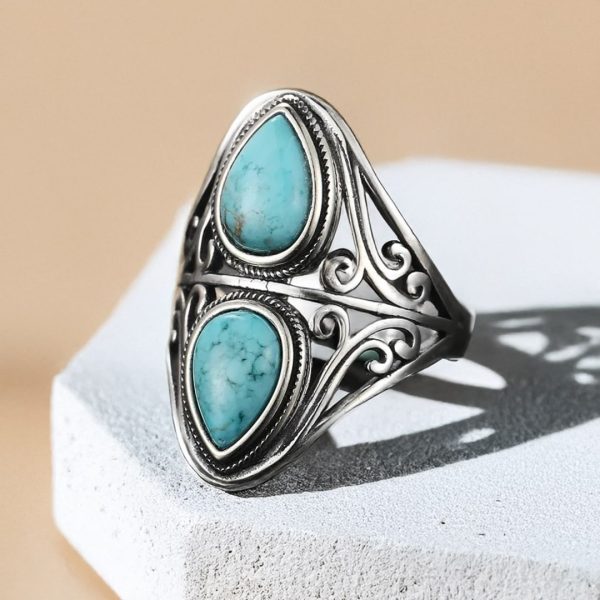 Bague  "Echo Protecteur" en Turquoise & Argent