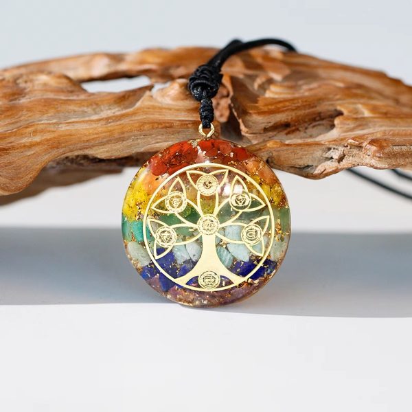 Pendentif Orgonite "Arbre des 7 Chakras"