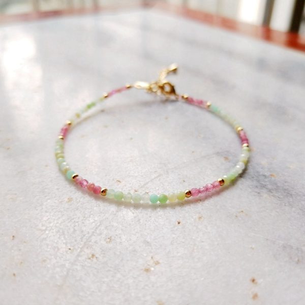 Bracelet Fin "Lueur Subtile" en Tourmaline Rose & Pierres Naturelles – Image 10