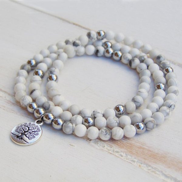 Bracelet Mala "Bien-être Féminin" en Howlite – Image 3