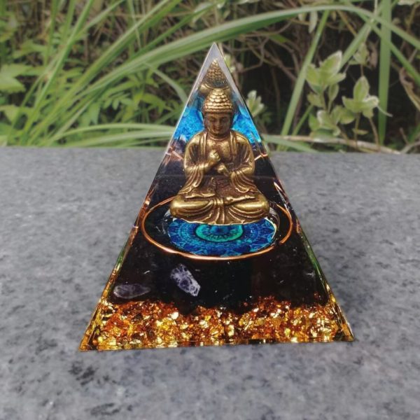 Orgonite "Ancrage Divin - Énergie Bouddhiste" en Obsidienne Noire – Image 4