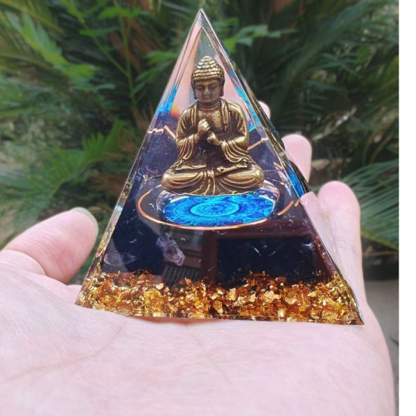 Orgonite "Ancrage Divin - Énergie Bouddhiste" en Obsidienne Noire – Image 2