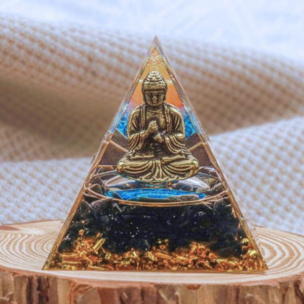 Orgonite "Ancrage Divin - Énergie Bouddhiste" en Obsidienne Noire