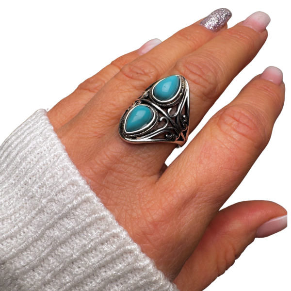 Bague  "Echo Protecteur" en Turquoise & Argent – Image 2