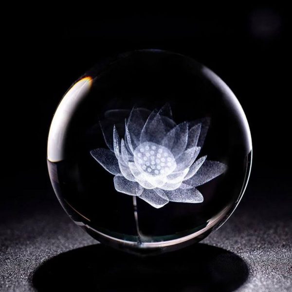 Boule de Cristal Fleur de Lotus avec Support – Image 2