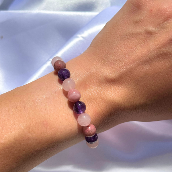 Bracelet "Amour de Soi" en Rhodonite, Quartz Rose & Améthyste – Image 2