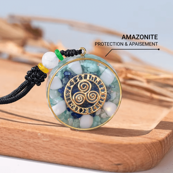 Pendentif Orgonite "Triskel Protecteur" en Amazonite – Image 3