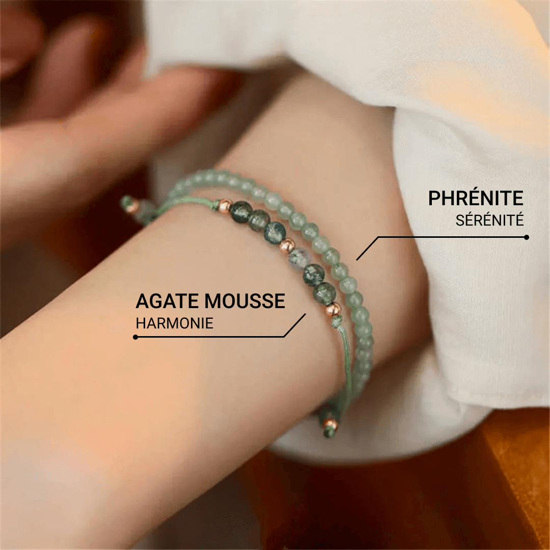 Bracelets "Harmonie de l'Âme" en Agate Mousse & Préhnite – Image 2
