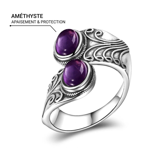 Bague "Connexion Sacrée" en Améthyste & Argent – Image 5