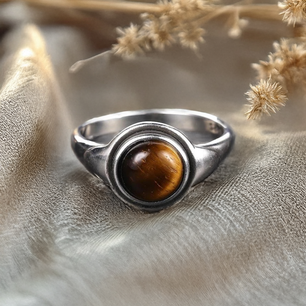 Bague "Aura" en Oeil de Tigre