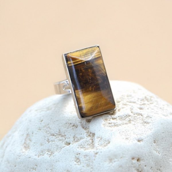 Bague Rectangle Ajustable en Pierre Naturelle