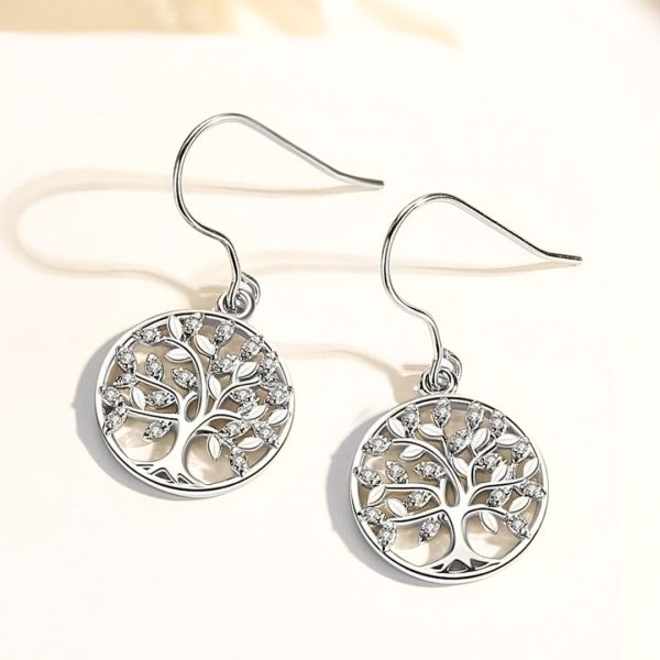 Boucles d'Oreilles Arbre de Vie en Argent