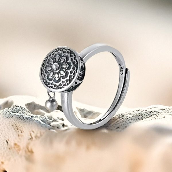 Bague Tibétaine "Mantra de Paix" - Roue de Prière