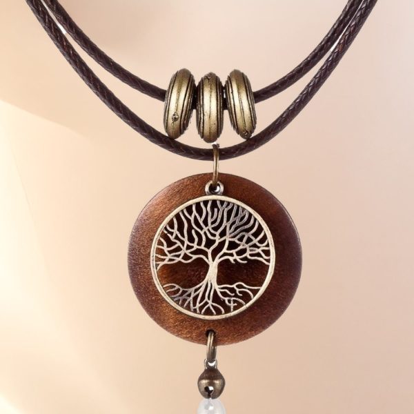 Collier "Arbre de Vie Sacré" en Bois Naturel