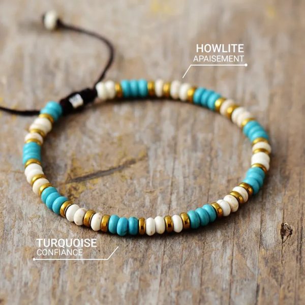 Bracelet "Vibration" en Turquoise & Howlite – Image 2