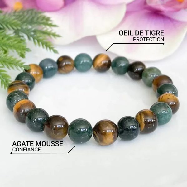 Bracelet "Équilibre & Protection" en Oeil de Tigre & Agate Mousse – Image 3