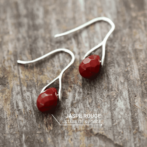 Boucles d’Oreilles Pendantes en Jaspe Rouge – Image 3