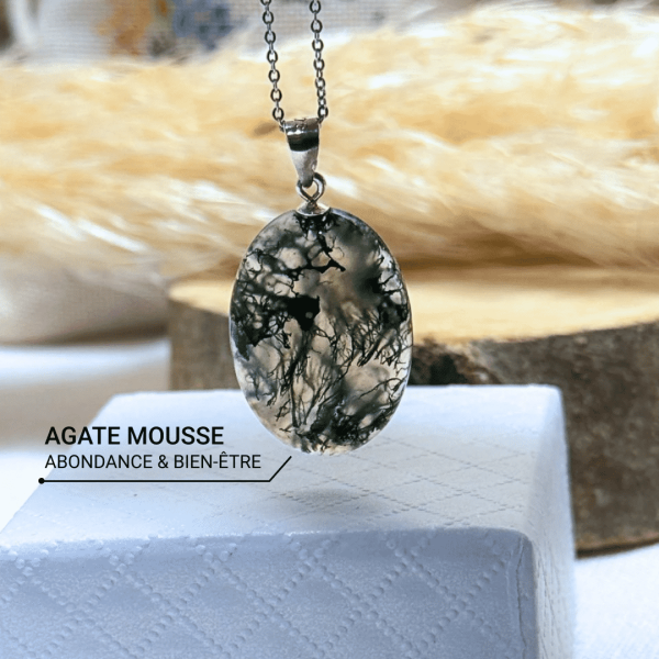 Pendentif "Sérénité Naturelle" en Agate Mousse – Image 3