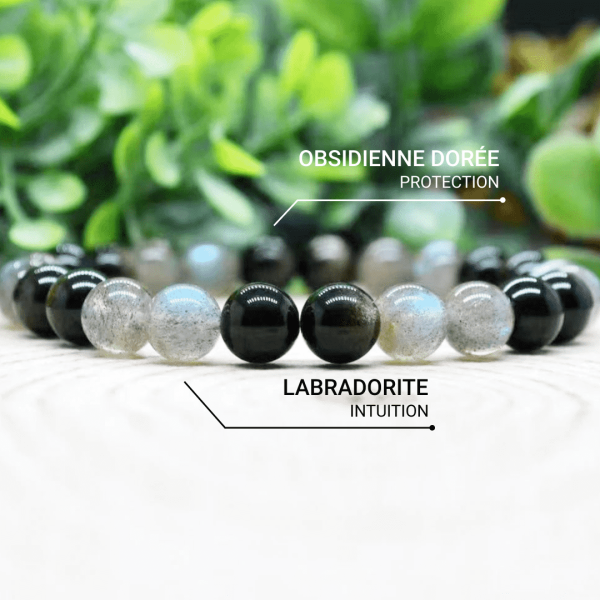 Bracelet "Refuge Spirituel" en Labradorite & Obsidienne Dorée – Image 2