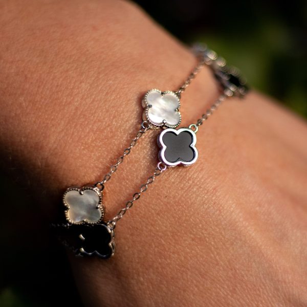 Bracelet "Trèfle Chance" en Nacre ou Onyx