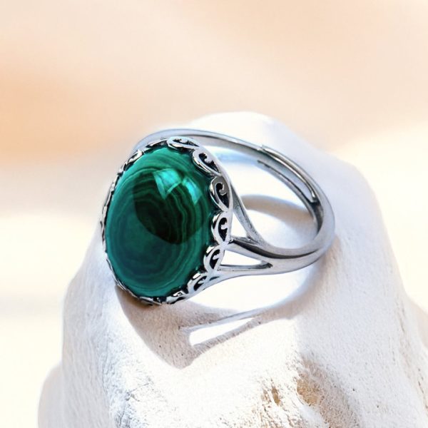 Bague Ajustable "Purification & Guérison" en Malachite