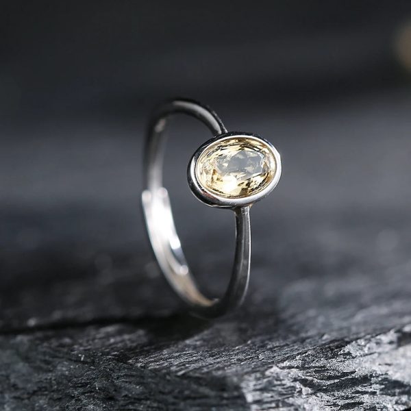 Bague Ajustable "Lumière Dorée" en Citrine