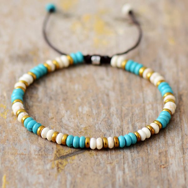 Bracelet "Vibration" en Turquoise & Howlite