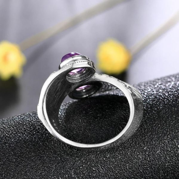 Bague "Connexion Sacrée" en Améthyste & Argent – Image 3