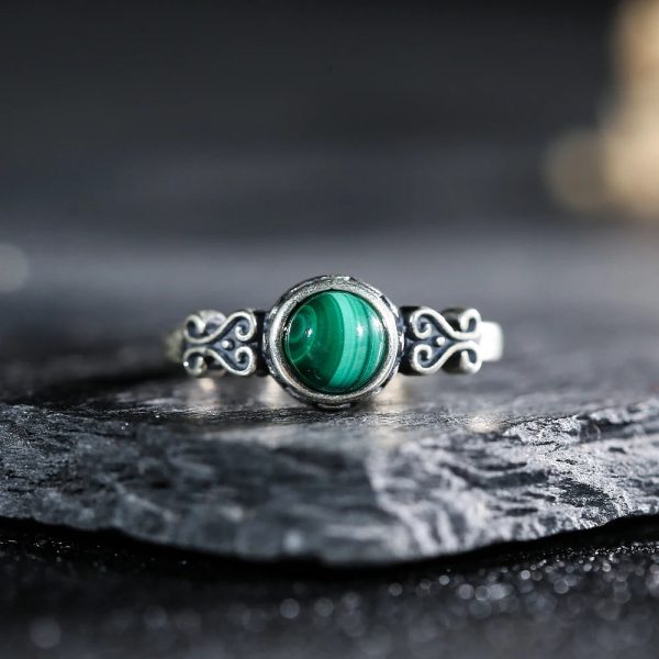 Bague Ajustable "Protection du Cœur" en Malachite & Argent – Image 3