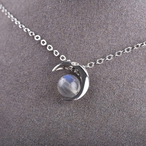 Pendentif "Lune Enchantée" en Labradorite & Argent – Image 4