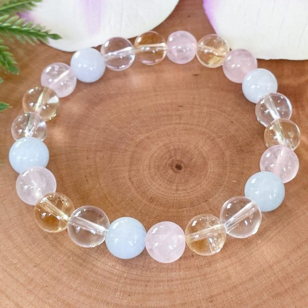 Bracelet "Existence" en Aigue-Marine, Quartz Rose, Citrine & Quartz – Image 3