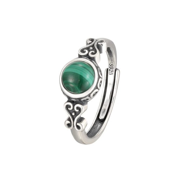 Bague Ajustable "Protection du Cœur" en Malachite & Argent – Image 5