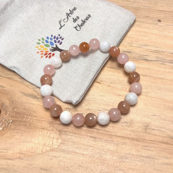 Bracelet "Vénus" en Pierre de Soleil, Quartz Rose & Pierre de Lune – Image 4