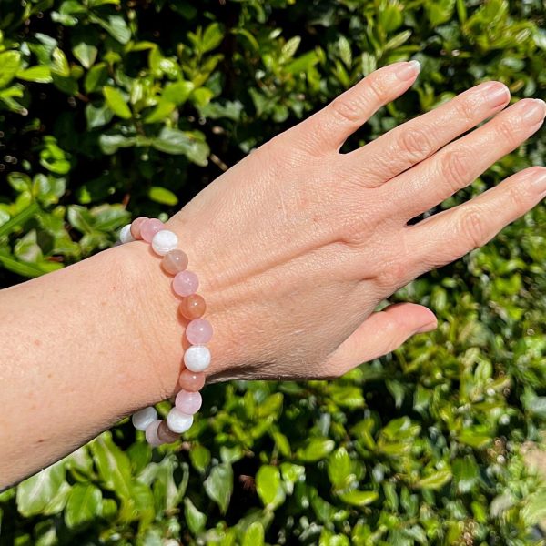 Bracelet "Vénus" en Pierre de Soleil, Quartz Rose & Pierre de Lune – Image 2