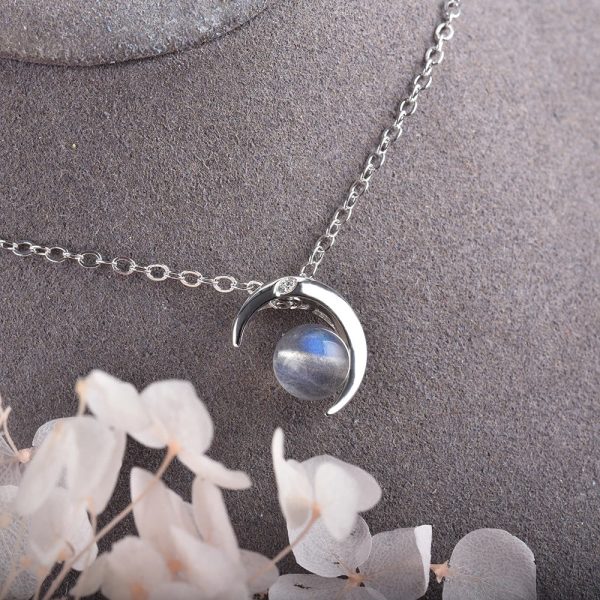 Pendentif "Lune Enchantée" en Labradorite & Argent – Image 3