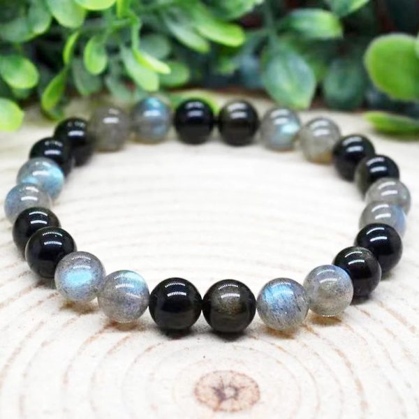 Bracelet "Refuge Spirituel" en Labradorite & Obsidienne Dorée