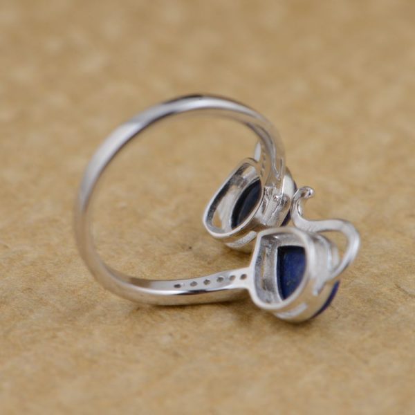 Bague Ajustable "Chat" en Lapis Lazuli – Image 5