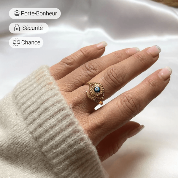 Bague Ajustable Oeil Bleu Porte-Bonheur – Image 2