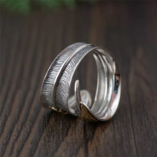 Bague Ajustable "Plume d'Ange" en Argent – Image 5