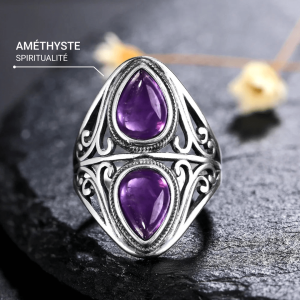 Bague "Esprit Intuitif" en Améthyste & Argent – Image 3