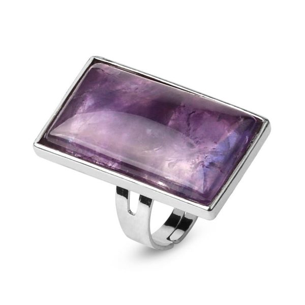 Bague Rectangle Ajustable en Pierre Naturelle – Image 2