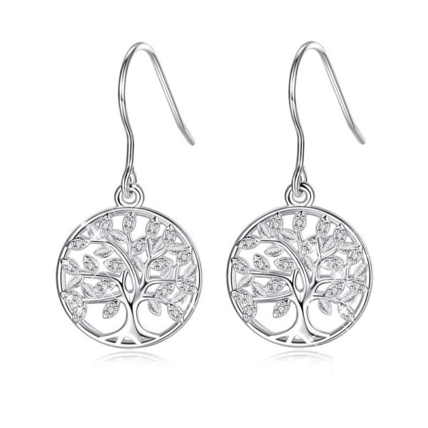 Boucles d'Oreilles Arbre de Vie en Argent – Image 3