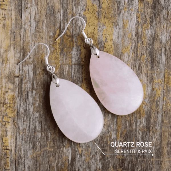 Boucles d'Oreilles en Quartz Rose – Image 2