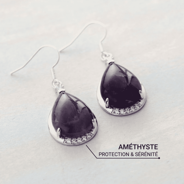 Boucles d'Oreilles "Goutte" en Améthyste – Image 3