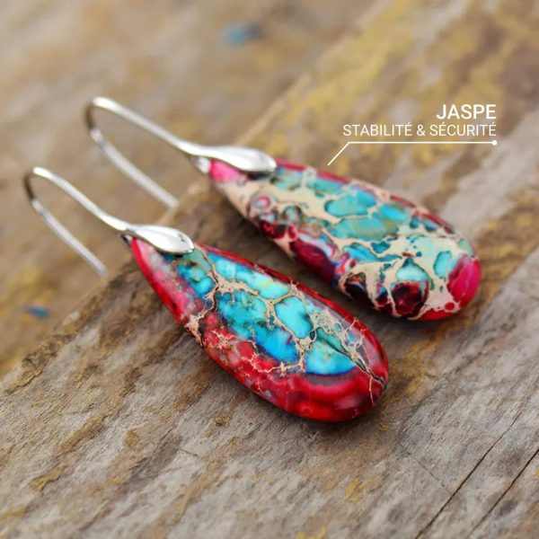 Boucles d'Oreilles Larmes en Jaspe – Image 2