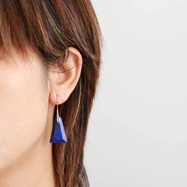 Boucles d'Oreilles Minimalistes en Lapis Lazuli – Image 2