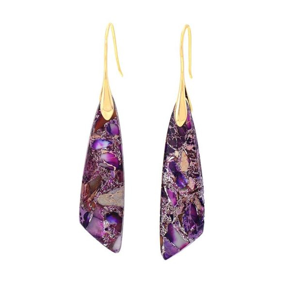 Boucles d'Oreilles Pendantes en Jaspe Violet – Image 4