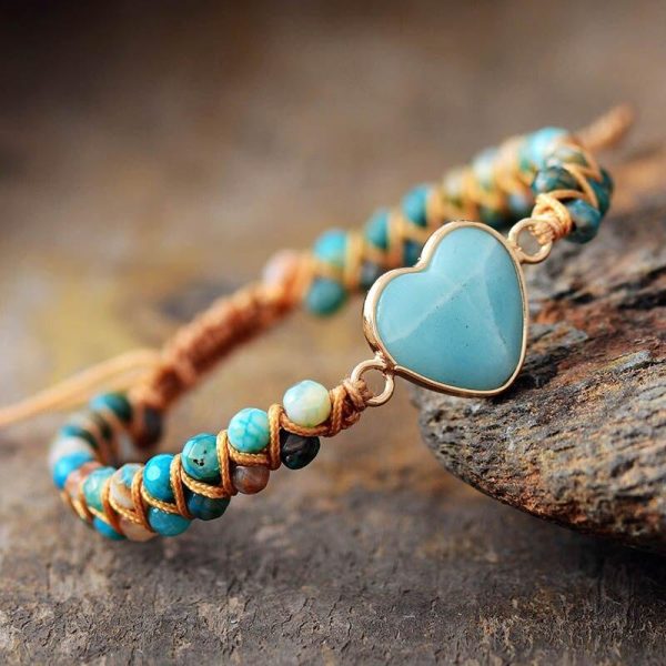 Bracelet Tressé "Cœur" en Amazonite