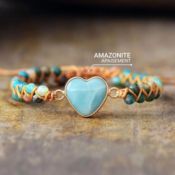 Bracelet Tressé "Cœur" en Amazonite – Image 2