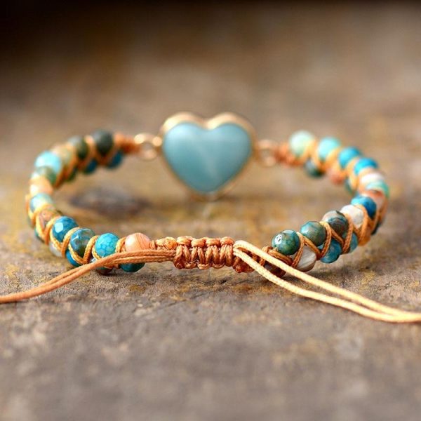 Bracelet Tressé "Cœur" en Amazonite – Image 3